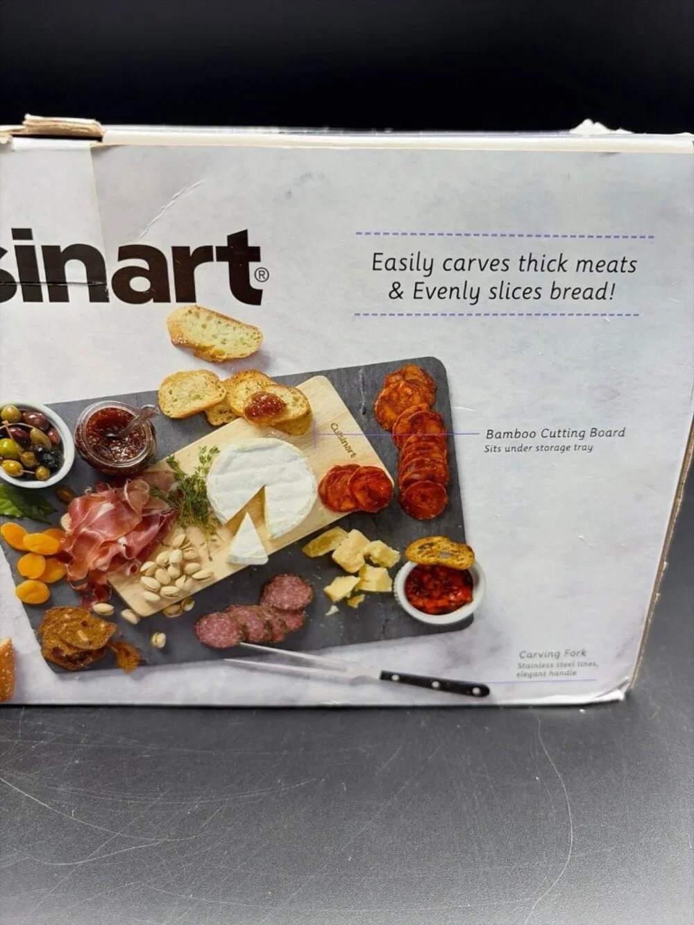 Cuisinart Electric Knife Set Cutting Board Stainless Steel/Black Fork CEK-41 New